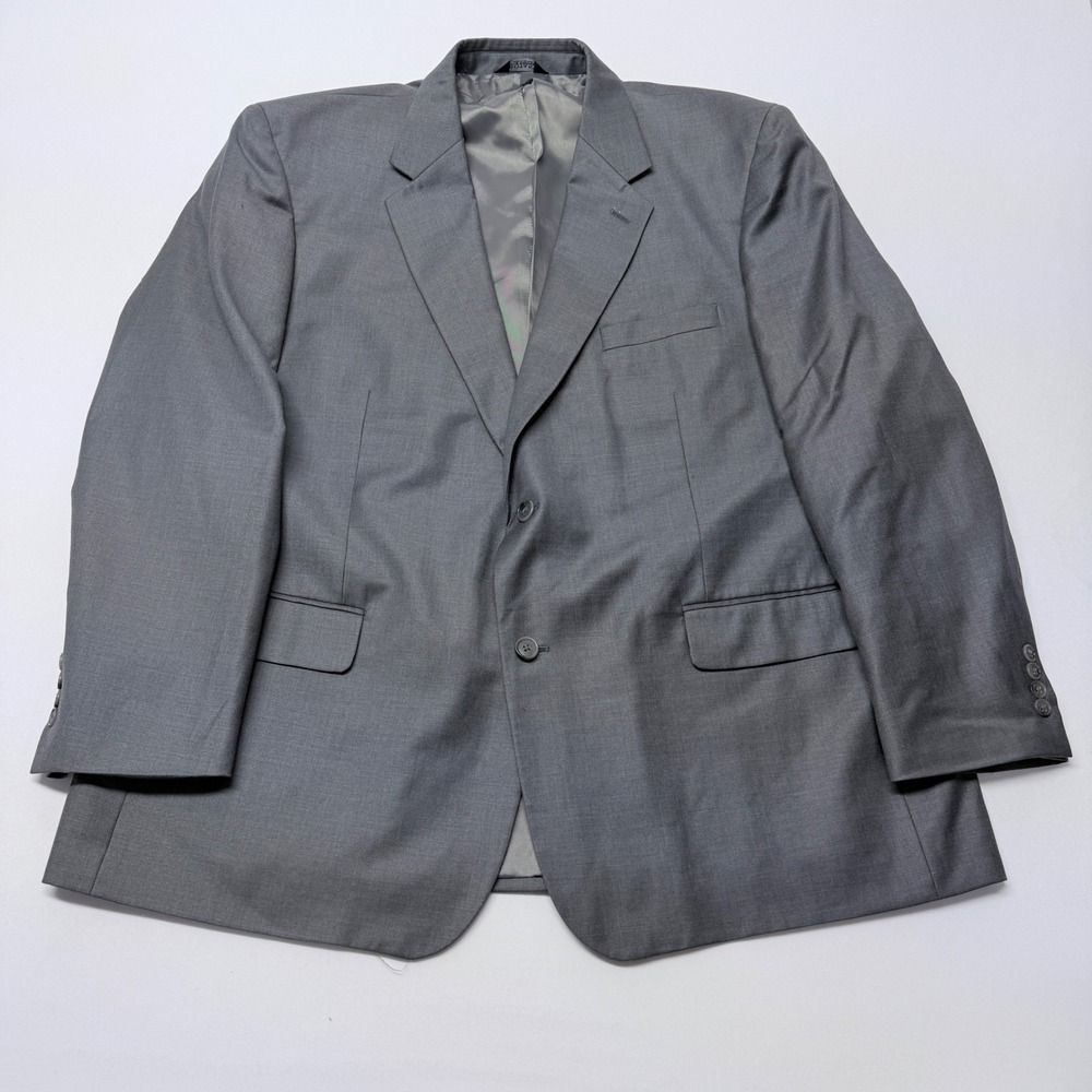 Botany 500 Mens Gray 100% Wool Two Button Blazer Sport Coat 48 Regular